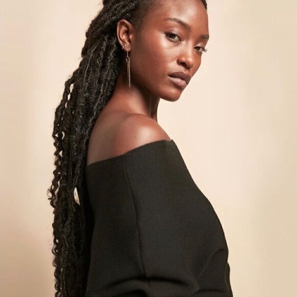 BLACK BANANA REPUBLIC COLLETTA OFF-SHOULDER SWEATER DRESS - Picture 3 of 5